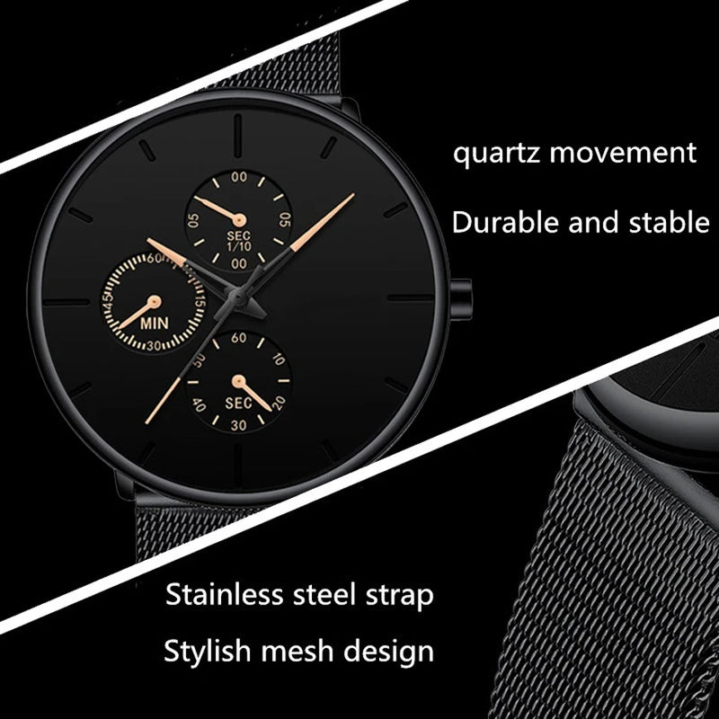 ⌚LUXOR™ – Montre Homme Classique ; Élégante en Acier Inoxydable | Ultra-Fine ; Intemporelle