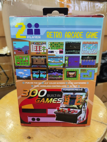 Mini console de jeu portable sans fil rétro classique TFT 4,3 pouces, micro-arcade, 300 jeux intégrés, sortie TV