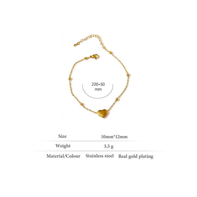 Yhpup Élégant Chaîne Perle Coeur Cheville En Acier Inoxydable Métal брелок Nouvel Été Bijoux Pieds Nus Plage Doré Sur Pied Charme Bijoux