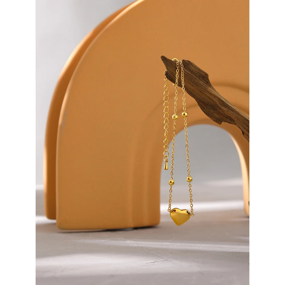Yhpup Élégant Chaîne Perle Coeur Cheville En Acier Inoxydable Métal брелок Nouvel Été Bijoux Pieds Nus Plage Doré Sur Pied Charme Bijoux