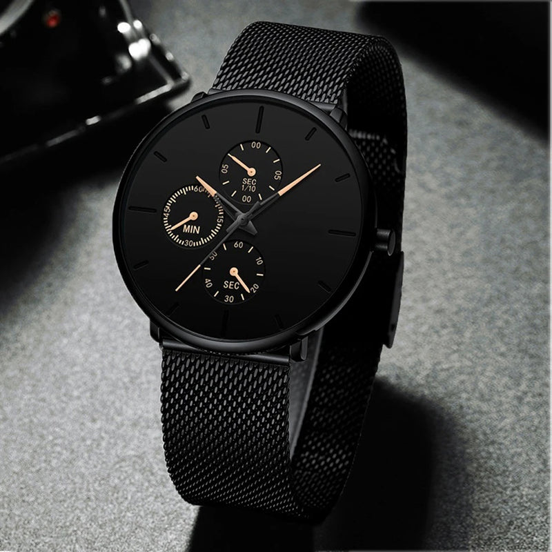 ⌚LUXOR™ – Montre Homme Classique ; Élégante en Acier Inoxydable | Ultra-Fine ; Intemporelle
