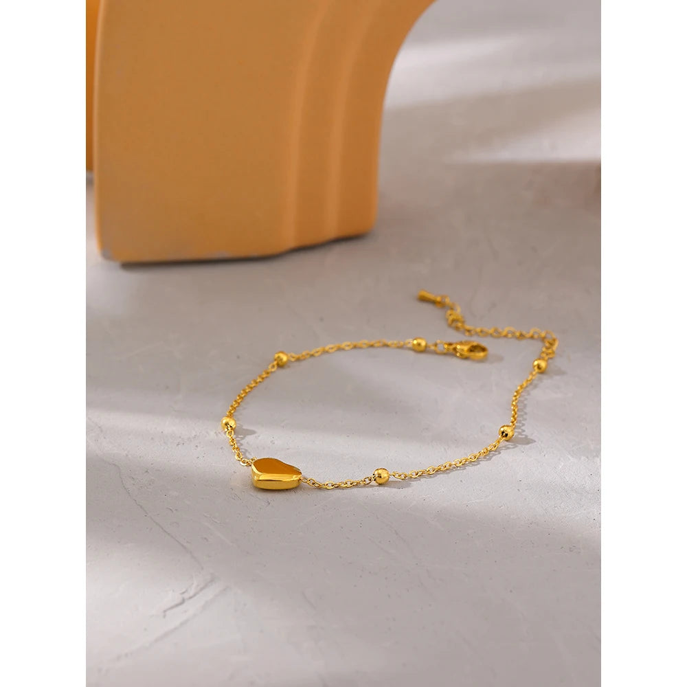 Yhpup Élégant Chaîne Perle Coeur Cheville En Acier Inoxydable Métal брелок Nouvel Été Bijoux Pieds Nus Plage Doré Sur Pied Charme Bijoux