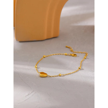 Yhpup Élégant Chaîne Perle Coeur Cheville En Acier Inoxydable Métal брелок Nouvel Été Bijoux Pieds Nus Plage Doré Sur Pied Charme Bijoux