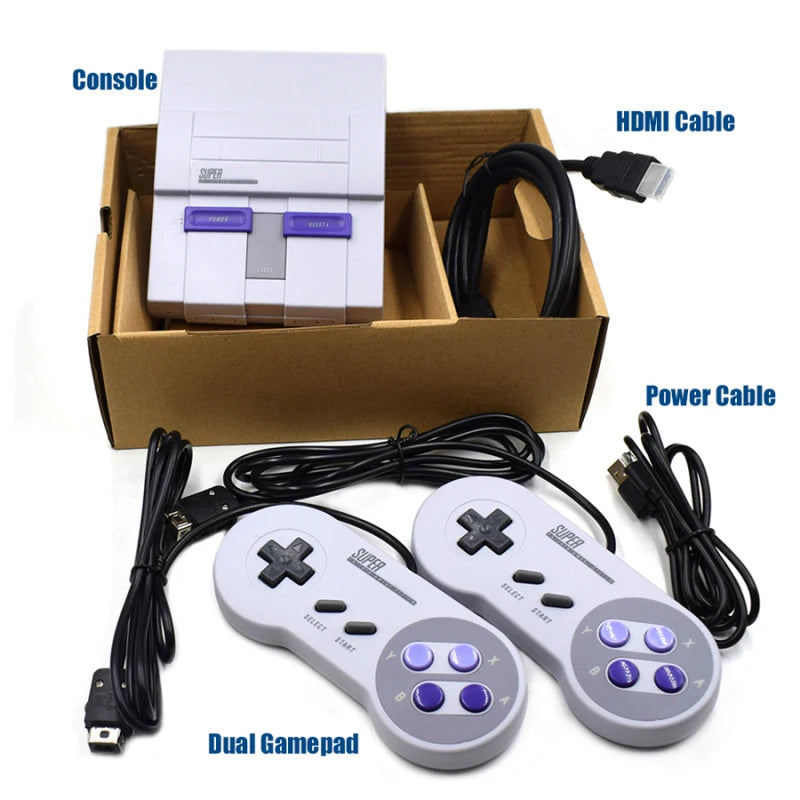 Nouvelle sortie Super HD pour lecteur de jeux vidéo portable rétro classique SNES Mini console de jeux TV 21 jeux intégrés avec double manette