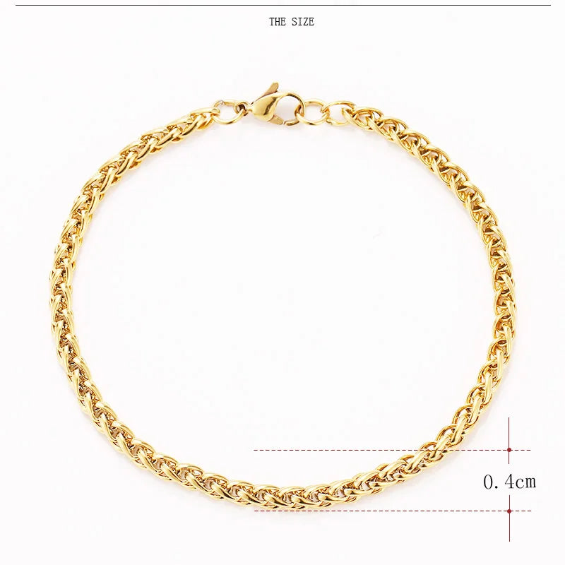 Bracelets chaîne en acier inoxydable CACANA pour hommes et femmes, couleur or et argent