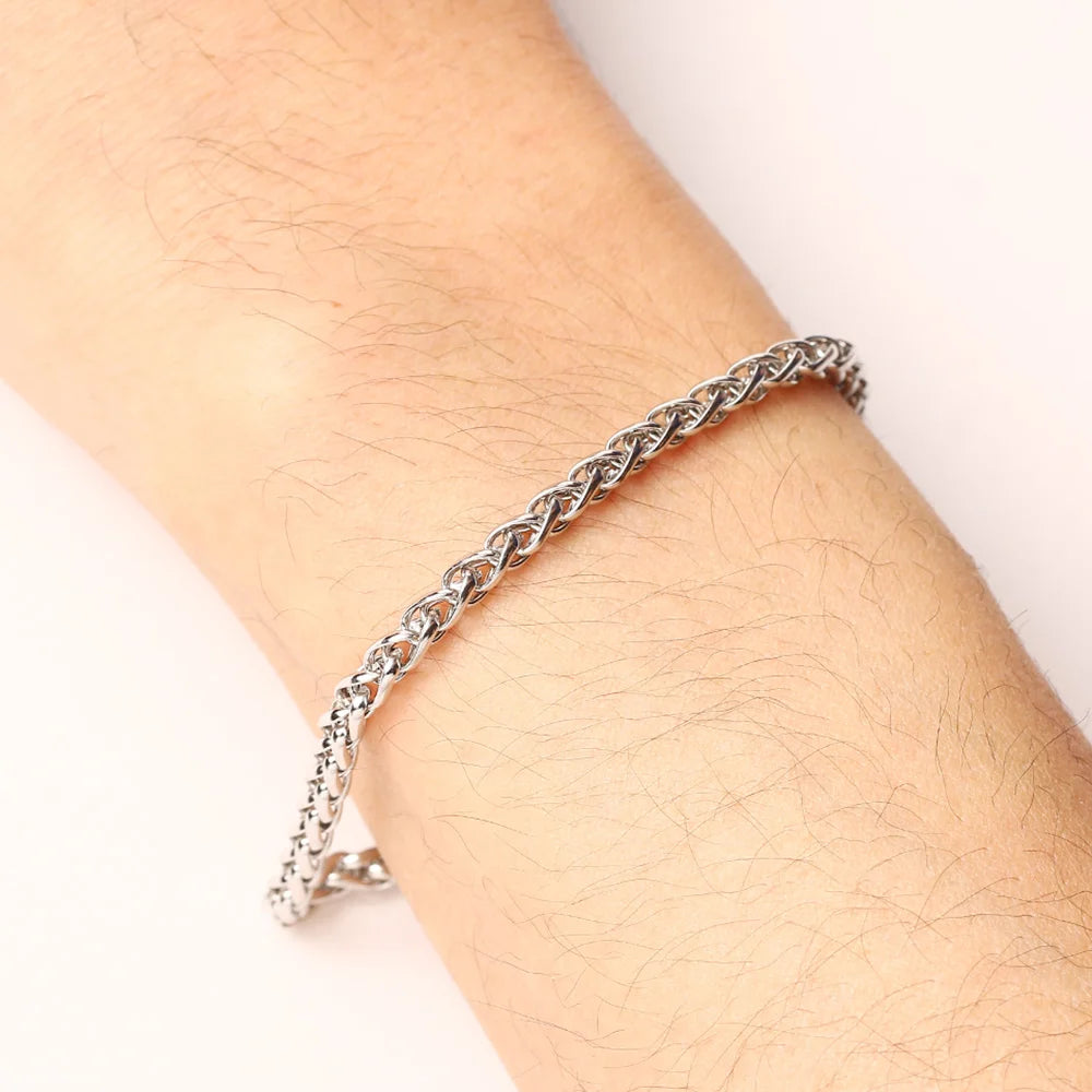Bracelets chaîne en acier inoxydable CACANA pour hommes et femmes, couleur or et argent