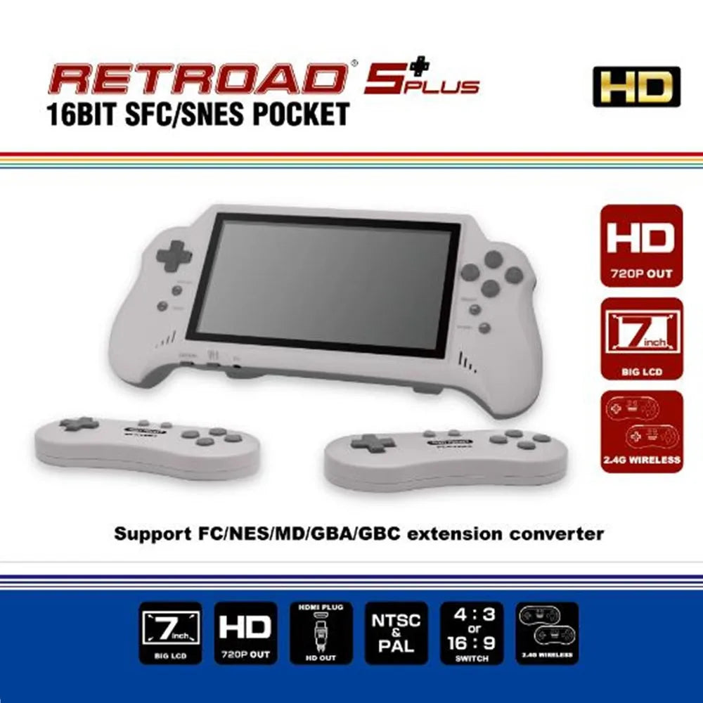 Console de jeu vidéo 16 bits HD ULTRA SNES POCKET RETROAD 5PLUS