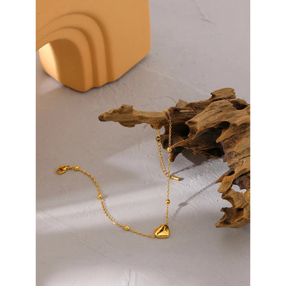 Yhpup Élégant Chaîne Perle Coeur Cheville En Acier Inoxydable Métal брелок Nouvel Été Bijoux Pieds Nus Plage Doré Sur Pied Charme Bijoux