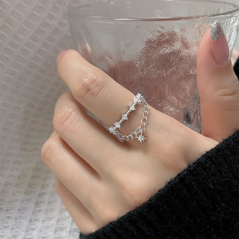 Bague double chaîne Meteor en argent 925 pour femme, légère et luxueuse