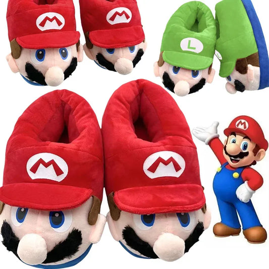 Chaussons d'hiver en peluche Super Mario Bros., antidérapants, doux et chauds, pour enfants, chaussures décontractées en coton pour femmes et hommes