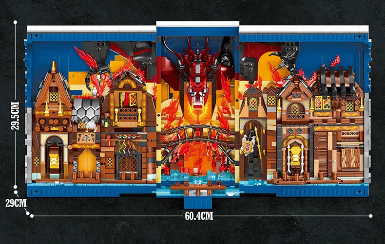 Jouets d'assemblage de blocs de construction de librairie à thème Hobbit
