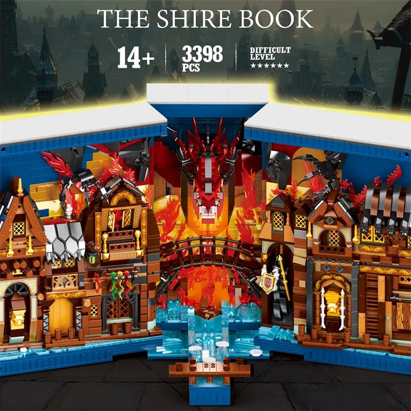 Jouets d'assemblage de blocs de construction de librairie à thème Hobbit