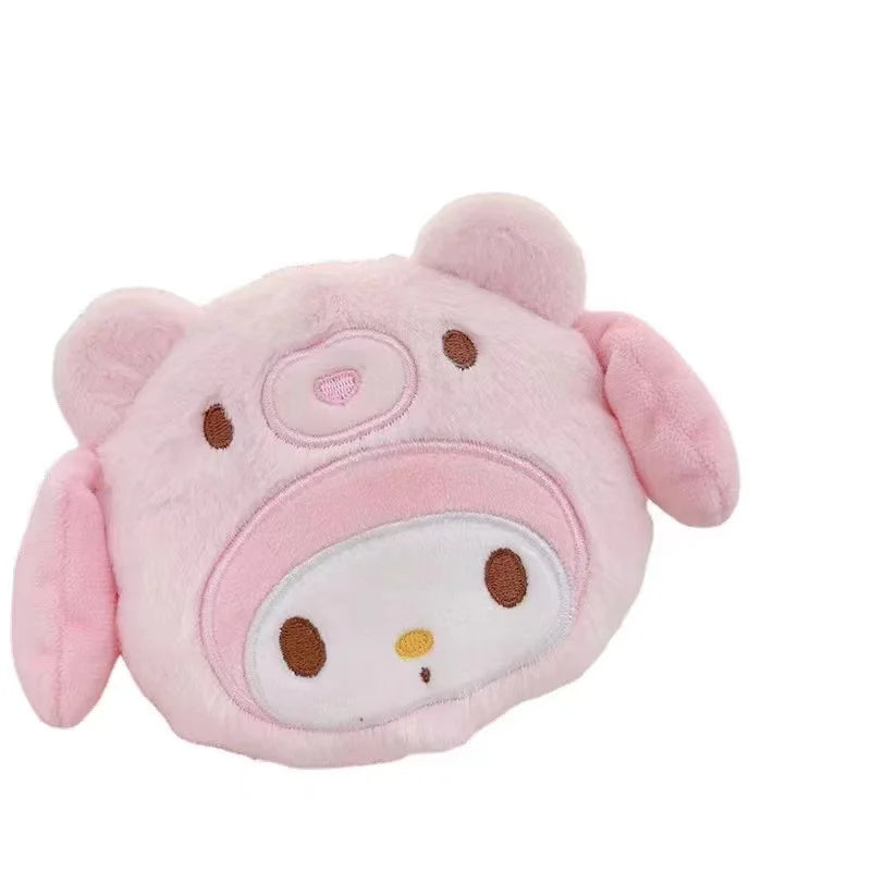 Porte-clés en peluche Sanrio Kuromi, portefeuille, peluche Melody Cinnamoroll, porte-monnaie, écouteurs, organisateur de sac, pendentif, porte-clés, cadeaux pour filles