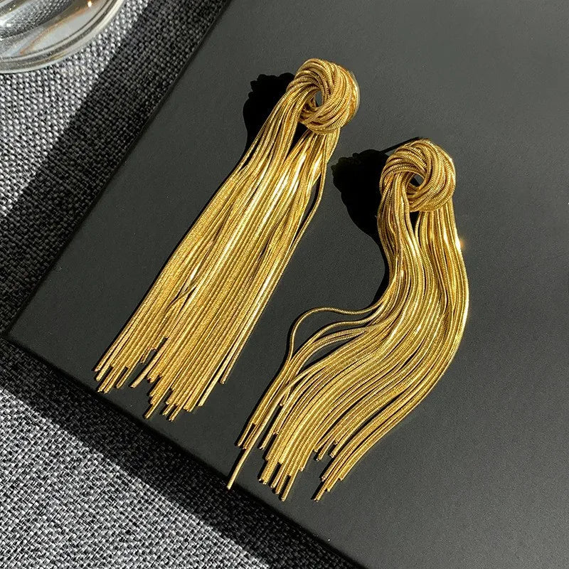 Boucles d'oreilles longues à pampilles en métal pour seniors, nouvelle collection 2023 
