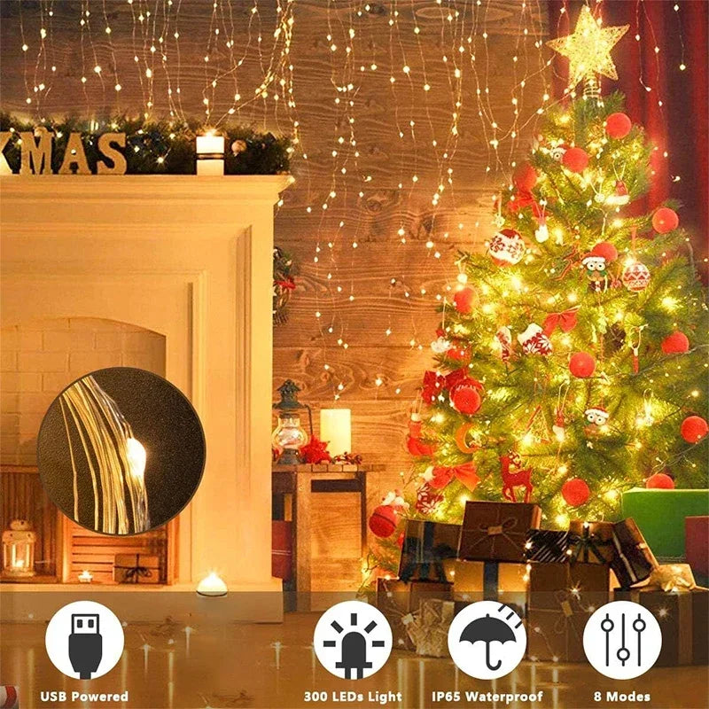 🌟✨Guirlande Lumineuse LED USB 3M – 8 Modes Magiques pour Noël, Mariages & Déco Ambiance Jardin