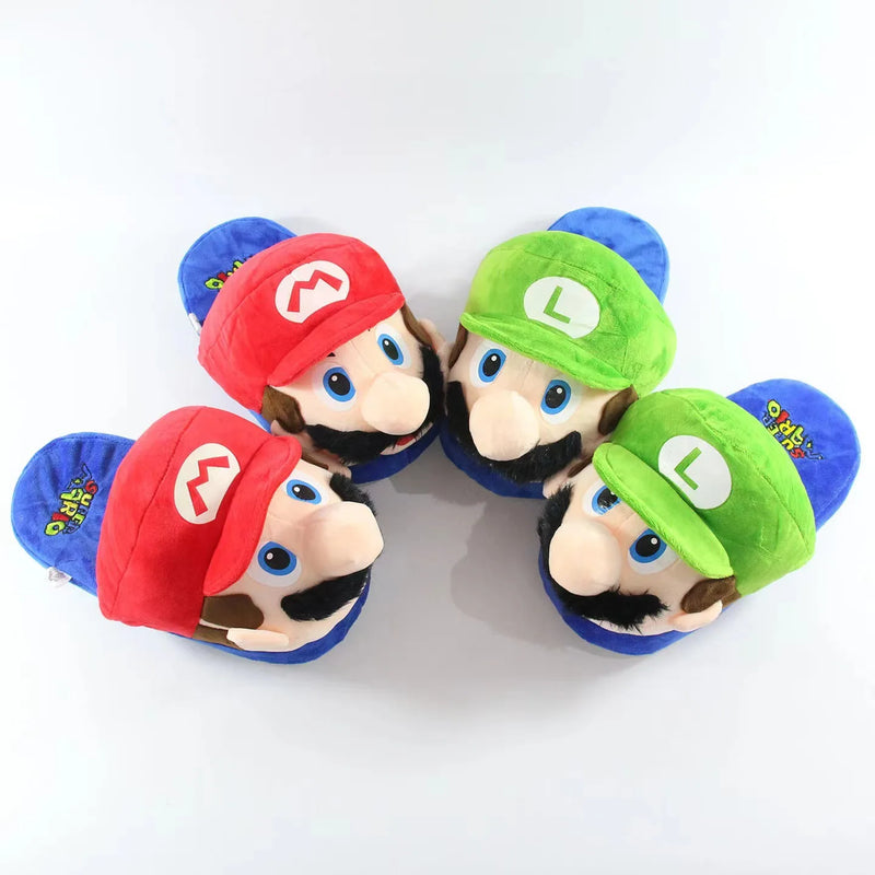 Chaussons d'hiver en peluche Super Mario Bros., antidérapants, doux et chauds, pour enfants, chaussures décontractées en coton pour femmes et hommes