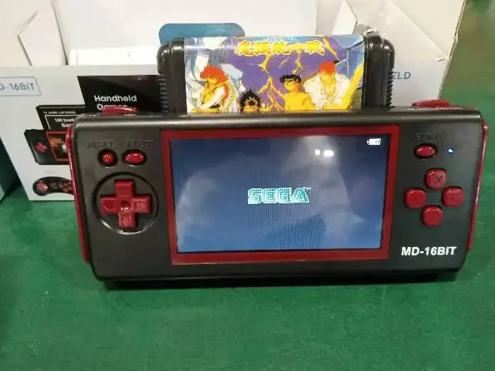Console de jeu portable HG-943 4,3'' MD 16 bits HDMI TV Console de jeu rétro Console d'arcade 2 joueurs sans fil avec 118 jeux prenant en charge les cartes de jeu