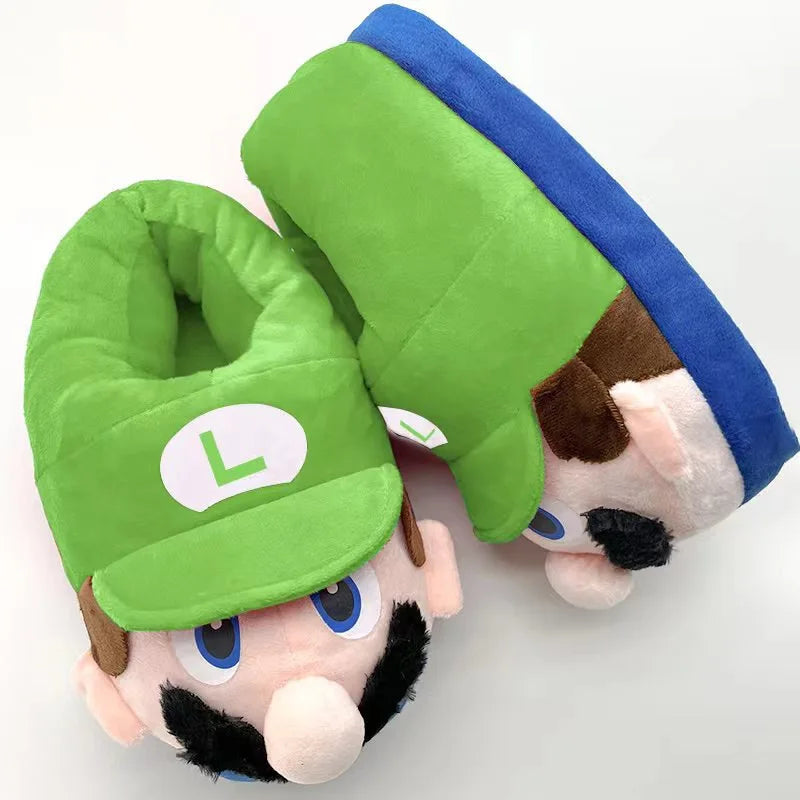 Chaussons d'hiver en peluche Super Mario Bros., antidérapants, doux et chauds, pour enfants, chaussures décontractées en coton pour femmes et hommes