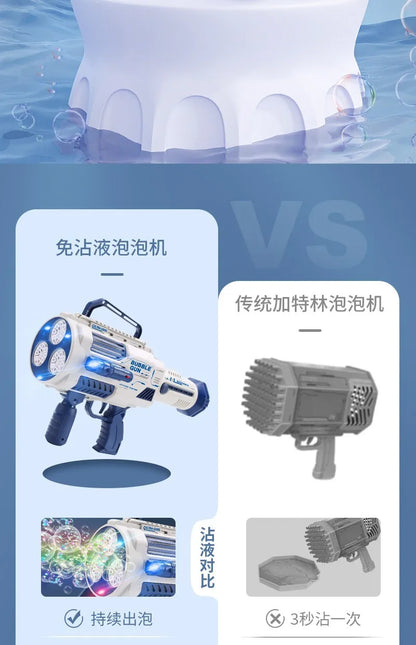 Pistolet à bulles automatique arc-en-ciel pour enfants, machine à bulles musicale et lumineuse, fournitures de fête pour cadeau d'anniversaire