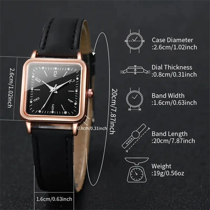 2 pièces/ensemble mode carré montre pour femme Bracelet en cuir montres à Quartz coeur Bracelet ensemble