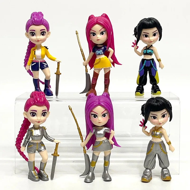 🧛♀️🎶 Set de Figurines K-pop Demon Hunters – 6 Mini Héros Stylés pour Ta Déco ou Collection