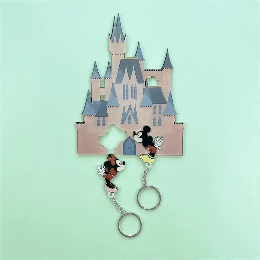 Porte-clés Disney Anime mignon Mickey Mouse Stitch Couple porte-clés réfrigérateur aimant fête décoration enfants jouets cadeaux