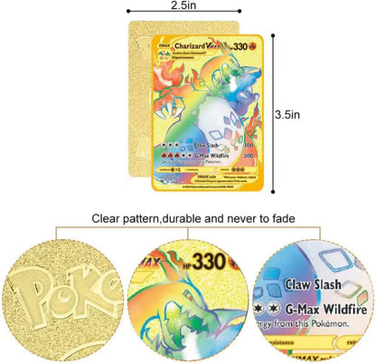 Jeu de cartes Pokémon Battle Collection Anglais Japonais Carte Métal Pikachu Dracaufeu Mewtwo Salamèche Évoli Kawaii Cadeau d'anniversaire