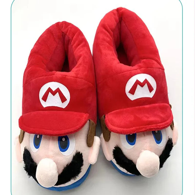 Chaussons d'hiver en peluche Super Mario Bros., antidérapants, doux et chauds, pour enfants, chaussures décontractées en coton pour femmes et hommes