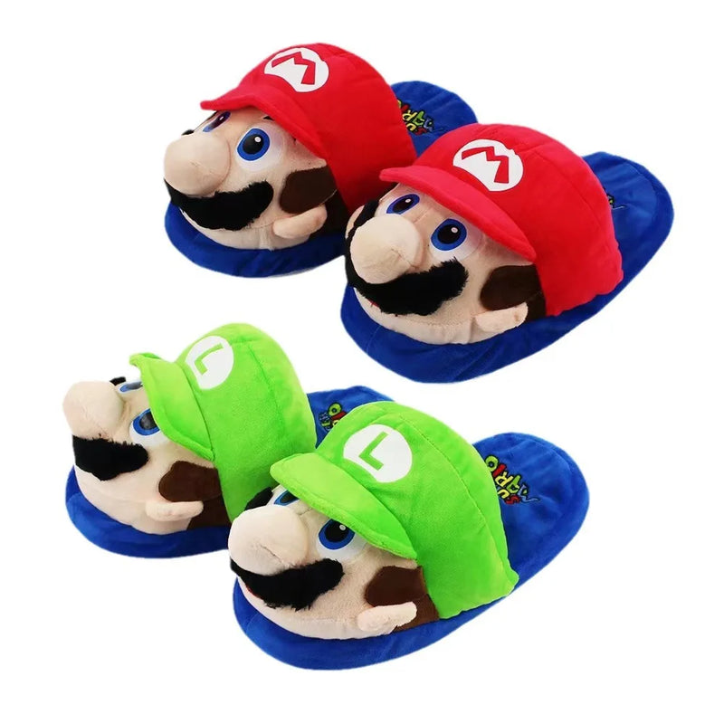 Chaussons d'hiver en peluche Super Mario Bros., antidérapants, doux et chauds, pour enfants, chaussures décontractées en coton pour femmes et hommes
