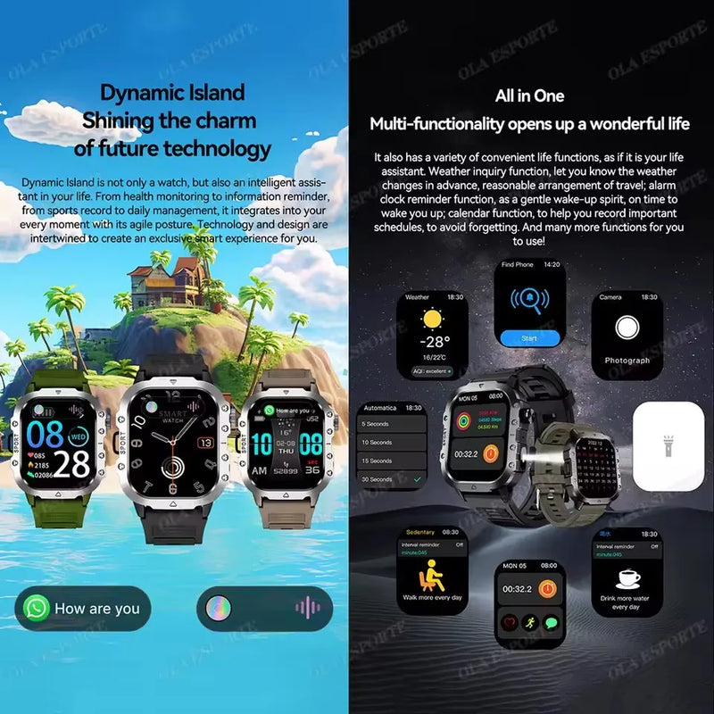 ⌚TitanForce GPS™ 2025 – Montre Intelligente Militaire Étanche, Sport & Santé | Homme Aventure & Performance