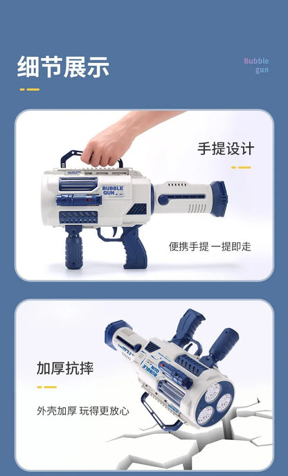 Pistolet à bulles automatique arc-en-ciel pour enfants, machine à bulles musicale et lumineuse, fournitures de fête pour cadeau d'anniversaire