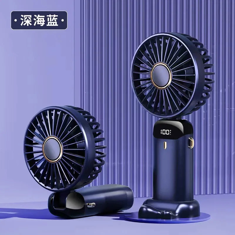 Mini ventilateur portatif pliable de 1800mAh, ventilateurs suspendus au cou, ventilateur Rechargeable par USB à 5 vitesses avec support de téléphone et écran d'affichage