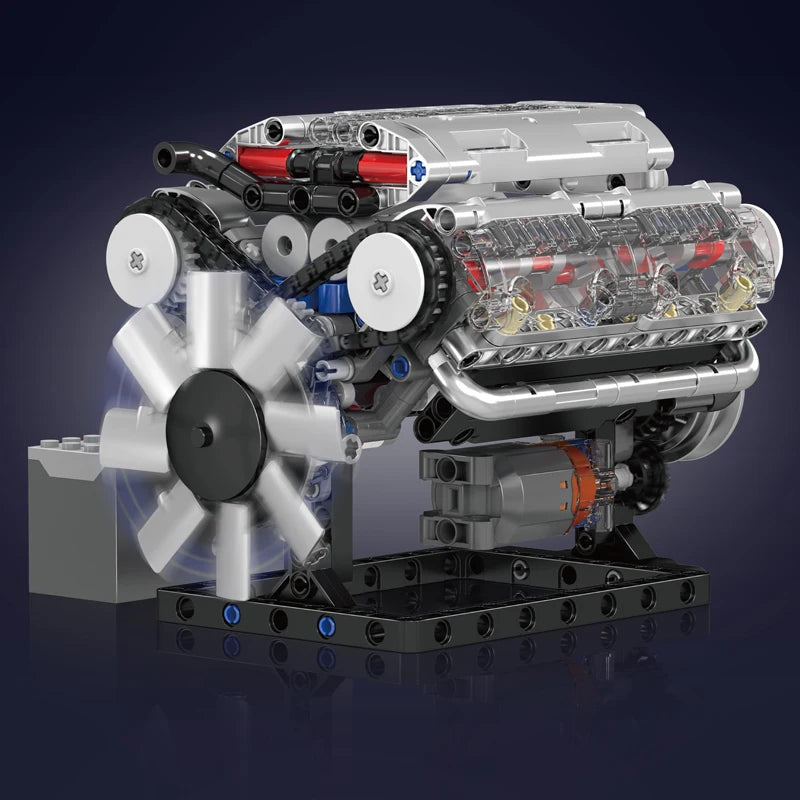 Mould King 10088 Bloc de construction de voiture technique Le modèle de moteur V8 motorisé Brique Assemblage Voiture Brique Jouets Enfants Cadeau de Noël