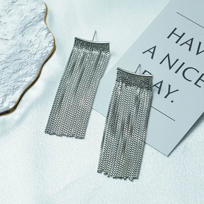 Boucles d'oreilles à pampilles plaquées or tendance pour femmes, boucles d'oreilles à longue chaîne, boucles d'oreilles de mariage, bijoux de fête, cadeau, vente en gros