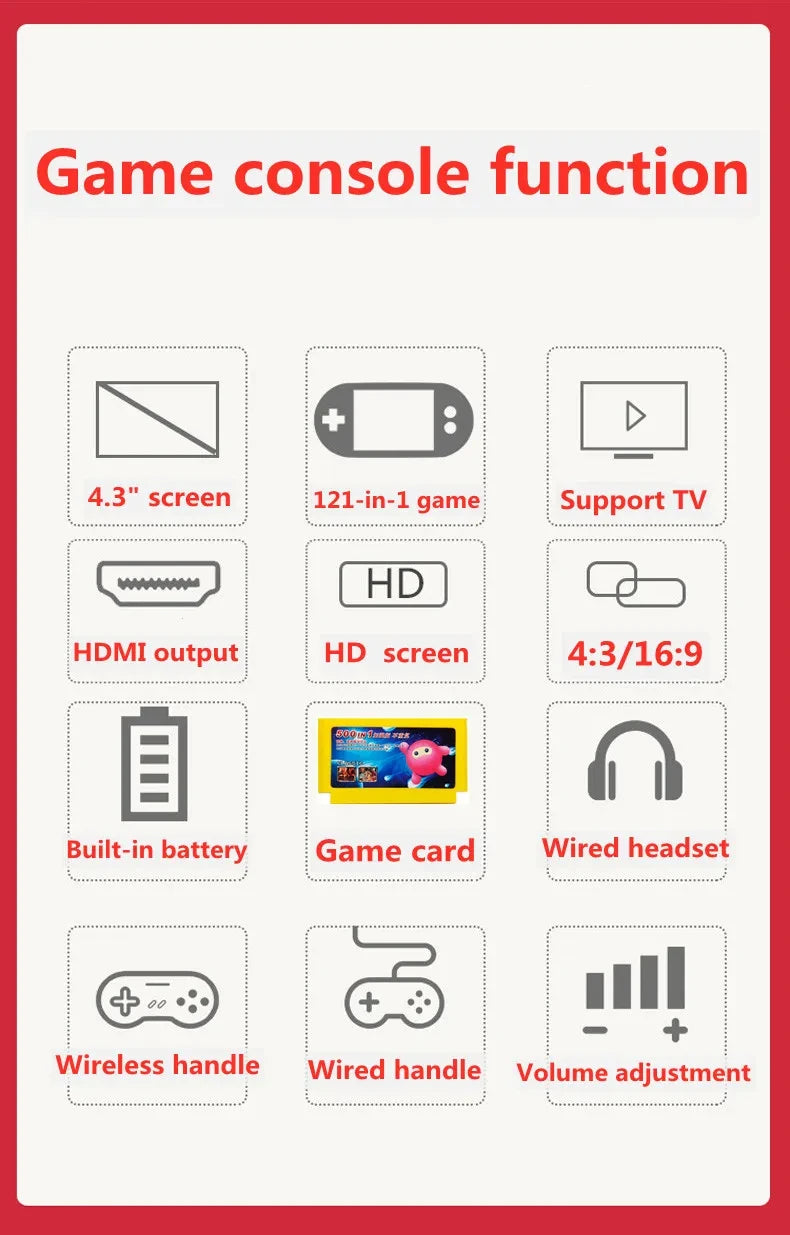 Prise en charge des cartouches Nes/consoles de jeux portables (88 jeux intégrés) et des jeux de société, cadeaux de Noël