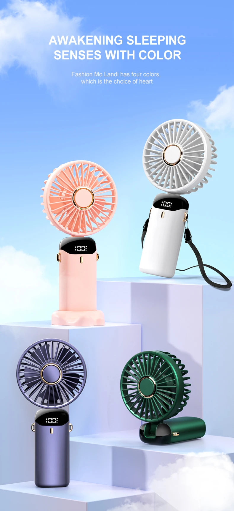 Mini ventilateur portatif USB Mini ventilateur de refroidissement portable Petit ventilateur de chargement Mini ventilateur de chargement silencieux Bureau du dortoir Bureau de l'étudiant Cadeaux longue durée