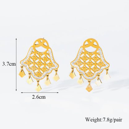 EILIECK Ensemble de bijoux vintage en acier inoxydable 316L, collier et boucles d'oreilles, motif œil et main, tendance, résistant à la lumière, idéal pour femme et fille