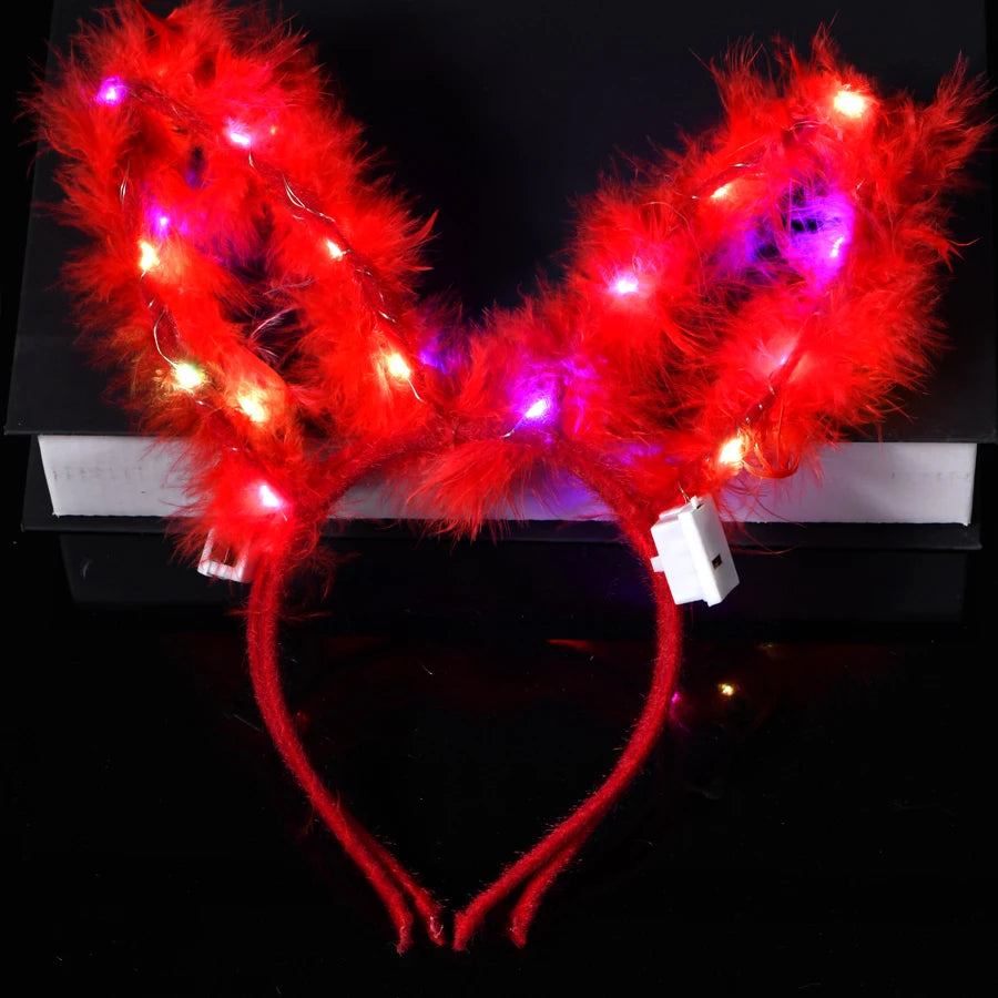 🐰🎀 Bandeaux LED Lumineux – Oreilles de Chat, Lapin ou Corne Magique