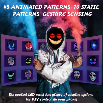 👾🎭 Masque LED Programmable – Illumine Ton Style, Contrôle avec Ton Smartphone !