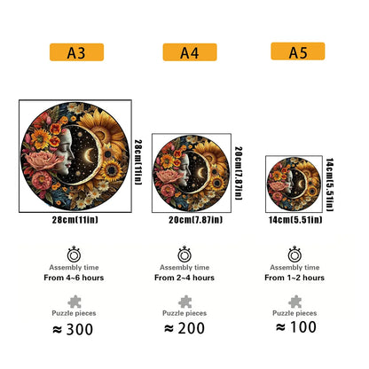 Moon A3/A4/A5 Size Wood Jigsaw Puzzle With for Adults Children , Not Common Shape , A Gifts for Parent-Child Games And Family Fu