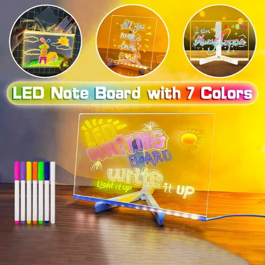 🎨💡Tableau LED Transparent Magique – Dessinez en Lumière, Apprenez en Couleurs !