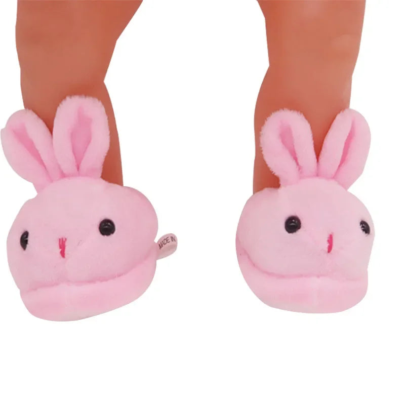 Chaussures en peluche pour poupée, chien, tigre, grenouille, pantoufles pour poupée BJD 1/3, poupée américaine de 43 cm et 18 pouces, nouveau-né, fille, cadeau