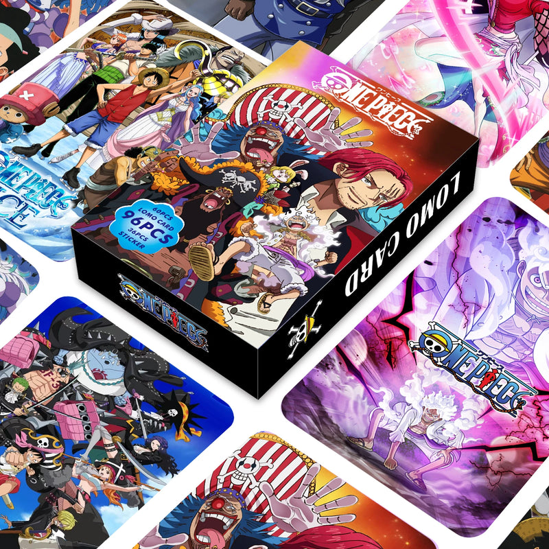 Cartes Lomo de l'anime japonais Demon Slayer One Piece, 1 paquet de 96 pièces, jeux de cartes avec cartes postales et messages, cadeau pour les fans, collection de jeux et jouets