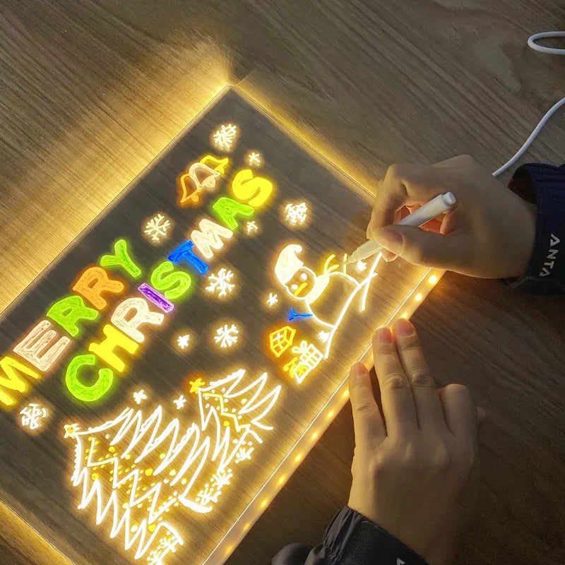 🎨💡Tableau LED Transparent Magique – Dessinez en Lumière, Apprenez en Couleurs !