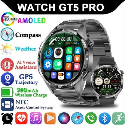 Montre connectée GT5 Pro pour homme, GPS, NDavid, écran AMOLED 360x360, fréquence cardiaque, appel Bluetooth, étanche IP67, HUAWEI 2024
