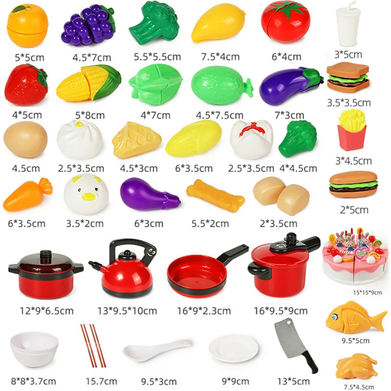 Jouet éducatif en plastique pour la cuisine, ensemble de jouets pour couper les fruits et légumes, maison de jeu, jouets de simulation, éducation précoce, cadeaux pour filles et garçons