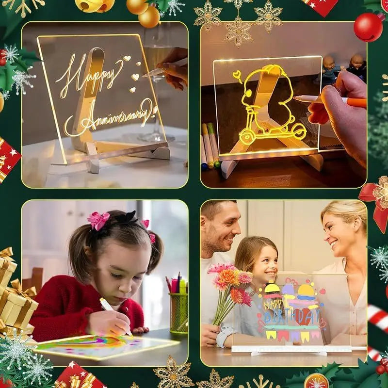 🎨💡Tableau LED Transparent Magique – Dessinez en Lumière, Apprenez en Couleurs !