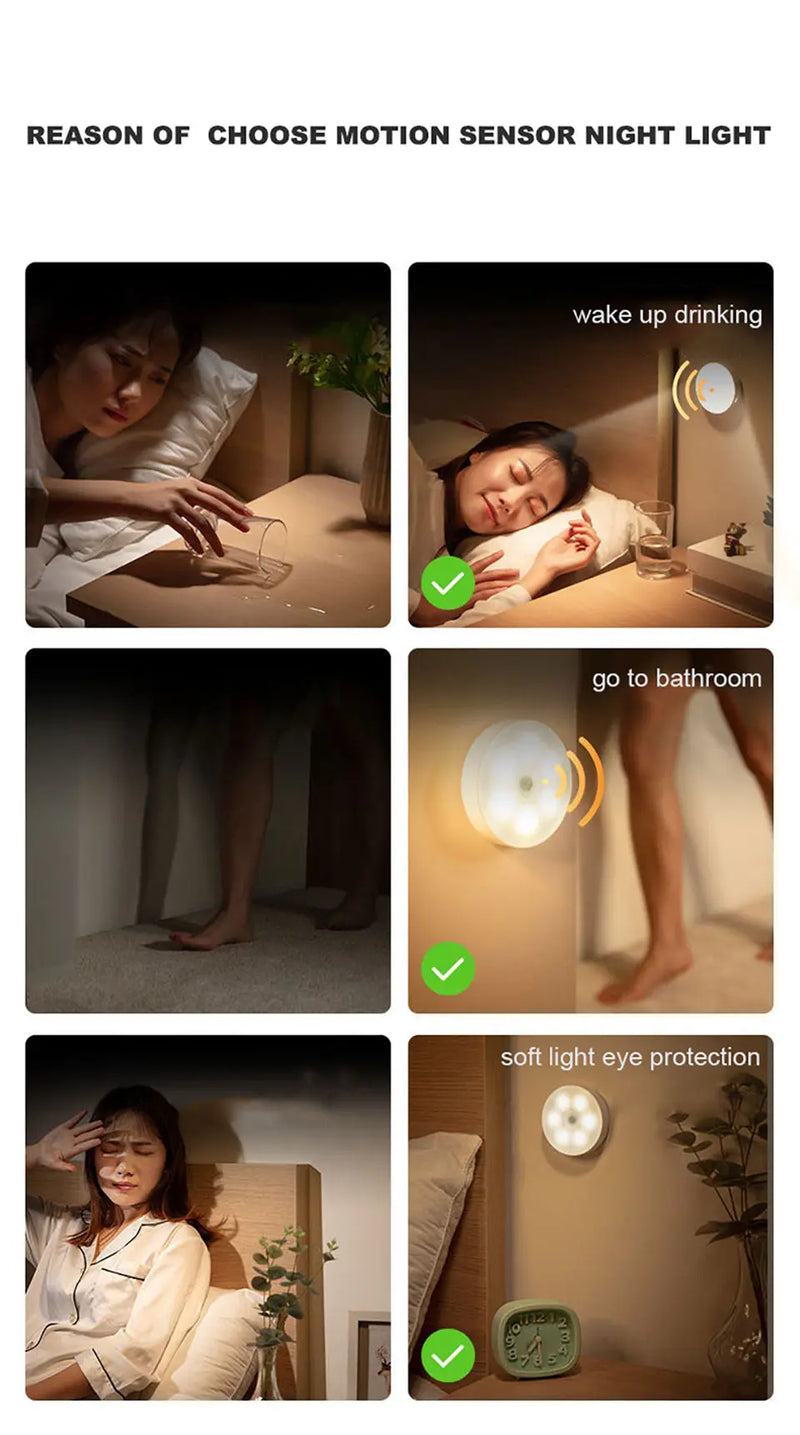 💡GlowSense™ – Veilleuse LED Intelligente à Capteur de Mouvement USB Rechargeable