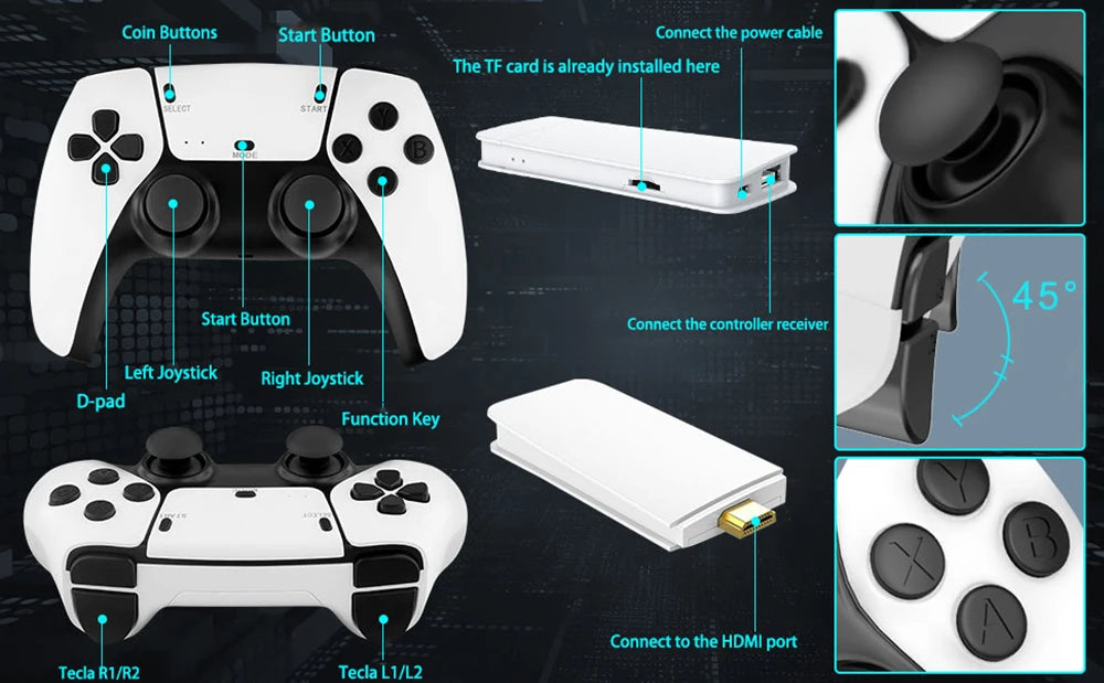 🎮🔥Clé de Jeu TV M15 4K – 30000 Jeux Rétro dans Votre Télécommande de Plaisir !