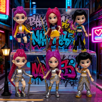 🧛♀️🎶 Set de Figurines K-pop Demon Hunters – 6 Mini Héros Stylés pour Ta Déco ou Collection